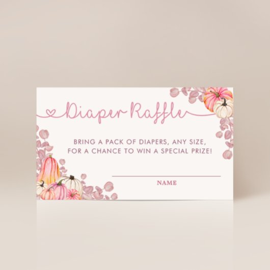 Sweet Little Pumpkin Pink Herbst Windel Raffel Begleitkarte