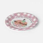 Sweet Little Pumpkin Pink Kariert Baby Shower Girl Pappteller (Schrägansicht)