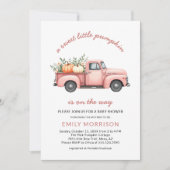 Sweet Little Pumpkin Pink Truck Girl Baby Dusche Einladung (Vorderseite)