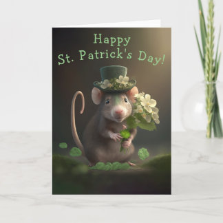 Sweet Little Rat mit Blume St. Patrick's Day Feiertagskarte