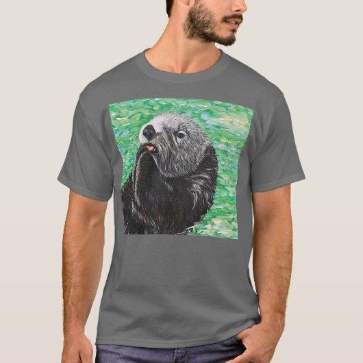 Sweet Little Sea Otter Painting T-Shirt (Vorderseite)