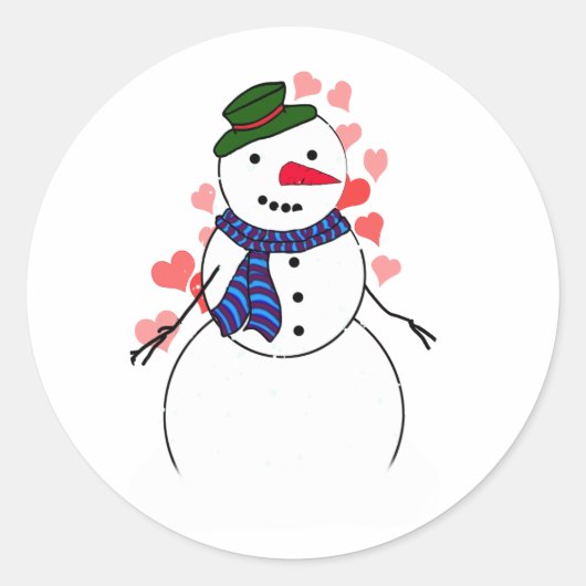 Sweet Little Snowman Runder Aufkleber (Vorderseite)