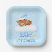 Sweet Little Teddy Bear Boy Baby Dusche Pappteller (Vorderseite)