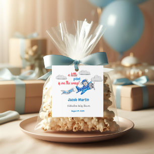 Sweet Little Teddy Bear in Sky Baby Shower Quadratischer Aufkleber