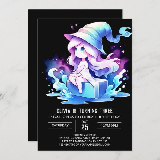 Sweet Little Wizard Geburtstag Einladung (Vorne/Hinten)