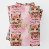 Sweet Llama Birthday Girl Add Name Alpaca 3 Niedli Geschenkpapier Set (Beispiel)