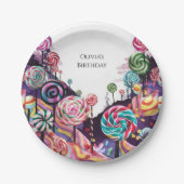 Sweet Lollipop Candyland Birthday Pappteller (Vorderseite)