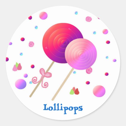 Sweet Lollipops Runder Aufkleber (Vorderseite)