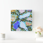 Sweet Love Birds II Quadratische Wanduhr (Zuhause)