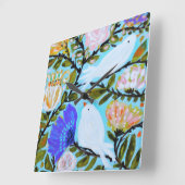 Sweet Love Birds II Quadratische Wanduhr (Winkel)