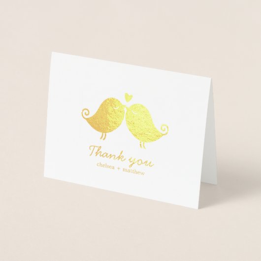 Sweet Love Birds Wedding Foto Vielen Dank Folienkarte (Vorderseite)