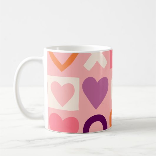 Sweet Love Hearts & Hugs XOXO Modern Abstract Kaffeetasse (Links)