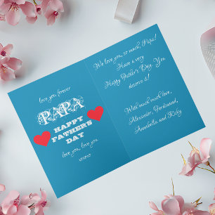 Sweet & Love Modern Blue White Red Vathers Day Karte