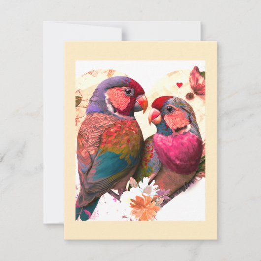 SWEET LOVEBIRD, VINTAGE, FARBHAFTE LIEBE MITTEILUNGSKARTE (Vorderseite)