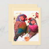 SWEET LOVEBIRD, VINTAGE, FARBHAFTE LIEBE MITTEILUNGSKARTE (Vorne/Hinten)