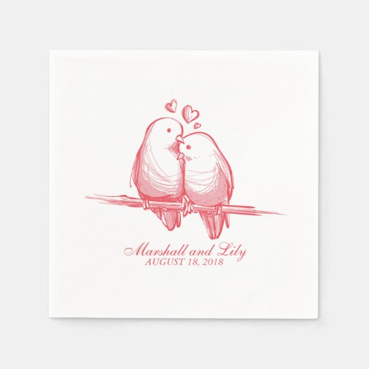 Sweet Lovebirds Valentine Wedding | Serviette (Vorderseite)