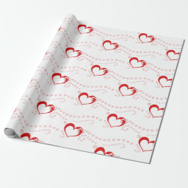 Sweet Lovely Romantic Red Hearts Geschenkpapier