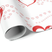 Sweet Lovely Romantic Red Hearts Geschenkpapier (Rolleneckpunkt)