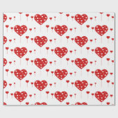 Sweet Lovely Romantic Red Hearts Geschenkpapier (Flach)