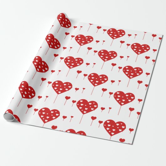 Sweet Lovely Romantic Red Hearts Geschenkpapier (Ungerollt)