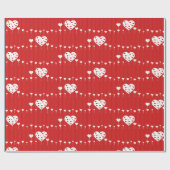 Sweet Lovely Romantic Red White Hearts Geschenkpapier (Flach)