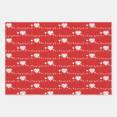 Sweet Lovely Romantic Red White Hearts Geschenkpapier Set (Vorderseite)