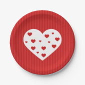 Sweet Lovely Romantic Red White Hearts Pappteller (Vorderseite)