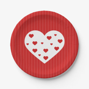 Sweet Lovely Romantic Red White Hearts Pappteller
