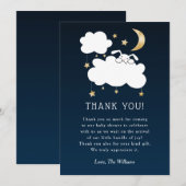 Sweet Lullaby Bunny Baby Dusche Navy Gold Dankeskarte (Vorne/Hinten)