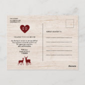 Sweet Lumberjack Baby Dusche Vielen Dank Postkarte (Rückseite)