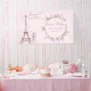 Sweet Macaron Bonjour Bebe Paris Baby Dusche Banner