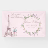 Sweet Macaron Bonjour Bebe Paris Baby Dusche Banner (Horizontal)
