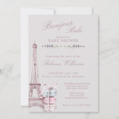 Sweet Macaron Bonjour Bebe Paris Baby Dusche Einladung (Vorderseite)