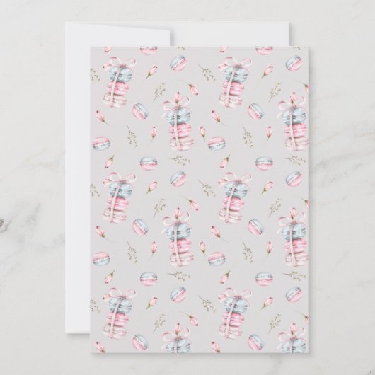 Sweet Macaron Bonjour Bebe Paris Baby Dusche Einladung (Rückseite)