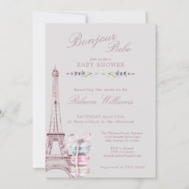 Sweet Macaron Bonjour Bebe Paris Baby Dusche Einladung