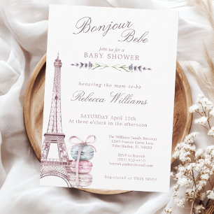 Sweet Macaron Bonjour Bebe Paris Baby Dusche Einladung