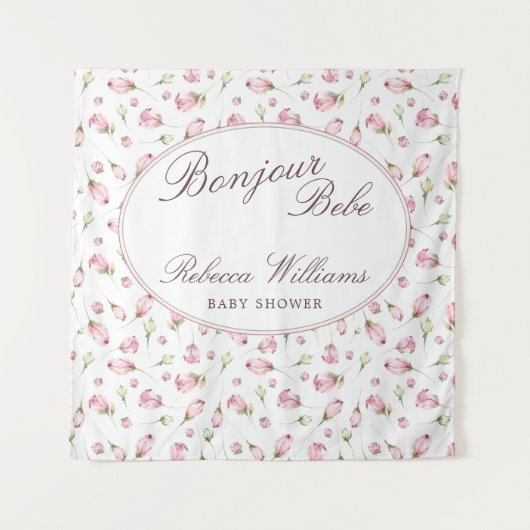 Sweet Macaron Bonjour Bebe Rose Babydusche Wandteppich (Vorderseite)