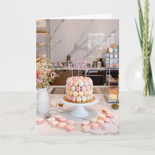 Sweet Macaron Cake Happy Birthday Card Karte (Vorderseite)