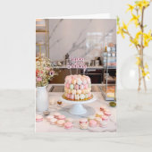 Sweet Macaron Cake Happy Birthday Card Karte (Gelbe Blume)