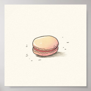 Sweet Macaron Illustration - Niedliches französisc Poster