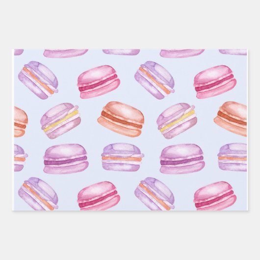 Sweet Macarons auf schönen Pastellmustern Geschenkpapier Set (Vorderseite 3)