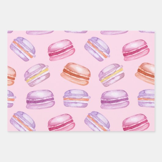 Sweet Macarons auf schönen Pastellmustern Geschenkpapier Set (Vorderseite 2)