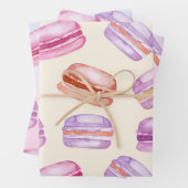 Sweet Macarons auf schönen Pastellmustern Geschenkpapier Set (Beispiel)