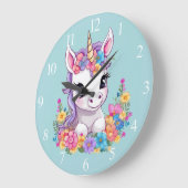 Sweet Magical Baby Unicorn Große Wanduhr (Winkel)