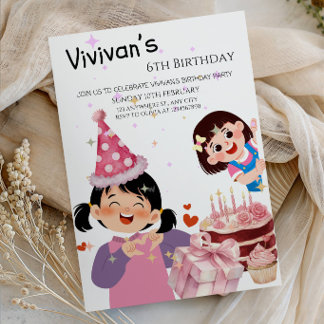 Sweet & Magical Little Girl Birthday Party Einladung