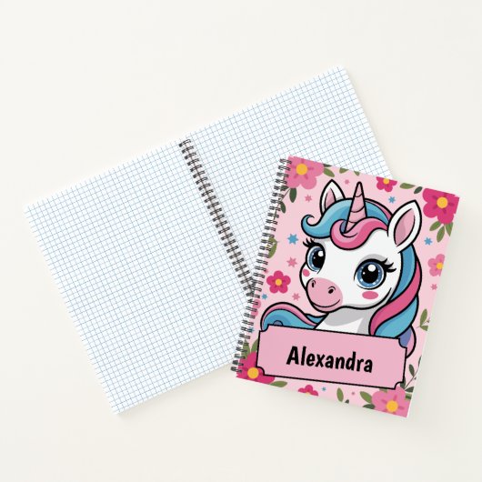 Sweet Magical Unicorn Design Personalisiert Girl Notizblock (Innenseite)