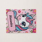 Sweet Magical Unicorn Design Personalisiert Girl Puzzle (Horizontal)