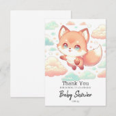 Sweet Majestic Fox Baby Dusche Dankeskarte (Vorne/Hinten)