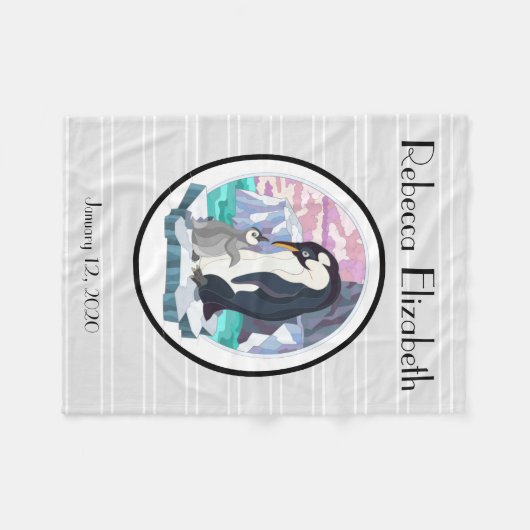 Sweet Mama & Baby Pinguine, personalisiert Fleecedecke (Vorderseite (Horizontal))