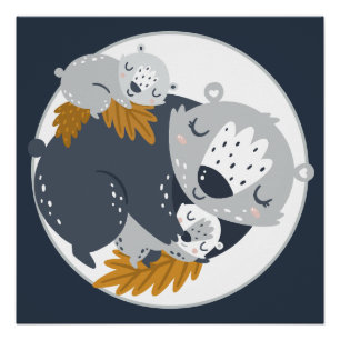 Sweet Mama Bear und Cubs Napping Poster